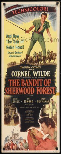 4c532 BANDIT OF SHERWOOD FOREST insert '45 great full-length image of Cornel Wilde wearing tights!