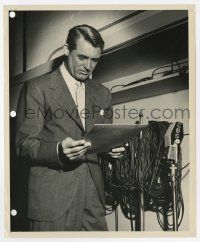 4d246 CARY GRANT radio 8.25x10 still '50s great candid close up reading script for a CBS program!