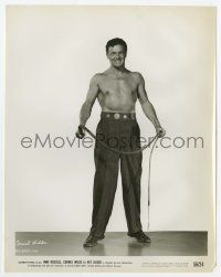 4d254 CORNEL WILDE 8x10.25 still '56 full-length barechested portrait with whip from Hot Blood!