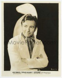 4d251 CLAUDE RAINS 8x10 still '37 smiling close up with his arms crossed in Stolen Holiday!