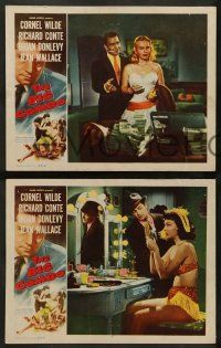 4f055 BIG COMBO 8 LCs '55 Cornel Wilde, Jean Wallace, Richard Conte, Van Cleef, classic film noir!