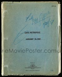 4g090 CAFE METROPOLE final script January 16, 1937, screenplay by Jacques Deval!