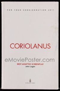 4g124 CORIOLANUS For Your Consideration 5.5x8.5 script '11 screenplay by John Logan!