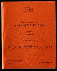 4g204 FAREWELL TO ARMS script January 26, 1957, screenplay by Ben Hecht from Hemingway novel!