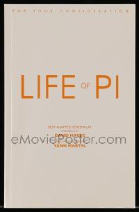 4g370 LIFE OF PI For Your Consideration 5.5x8.5 script '12 screenplay by David Magee!