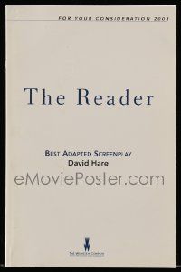 4g548 READER For Your Consideration 5.5x8.5 script '08 screenplay by David Hare!