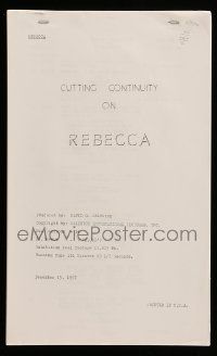 4g550 REBECCA cutting continuity script December 15, 1957 Hitchcock, likely for 16mm release!