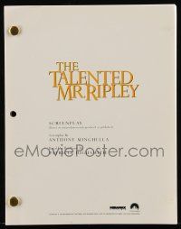 4g621 TALENTED MR. RIPLEY For Your Consideration script November 1, 1999, screenplay by Minghella!