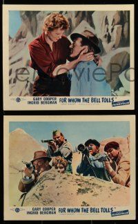 4h013 FOR WHOM THE BELL TOLLS 8 color English FOH LCs '52 Gary Cooper & Ingrid Bergman, Hemingway!
