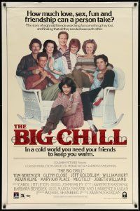 4j897 BIG CHILL 27x41 video poster '83 Lawrence Kasdan, Tom Berenger, Glenn Close, Jeff Goldblum!