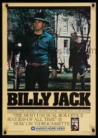 4j899 BILLY JACK 19x27 video poster R81 Tom Laughlin, most unusual boxoffice success ever!