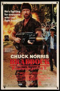 4j903 BRADDOCK: MISSING IN ACTION III 27x41 video poster '88 Chuck Norris w/ M-60 machine gun!