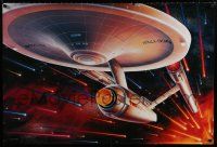 4j856 STAR TREK CREW 27x40 commercial poster '91 cool art of the Enterprise traveling through space!