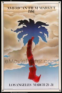 4j184 AMERICAN FILM MARKET 27x41 film festival poster '81 film & clouds in shape of a palm tree!
