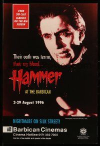 4j198 HAMMER AT THE BARBICAN 20x30 English film festival poster '96 image of vampire Chris Lee!