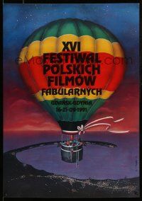 4j213 XVI FESTIWAL POLSKICH FILMOW FABULARNYCH Polish festival26x38 '91 Kitowski hot air balloon art