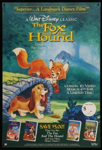 4j924 FOX & THE HOUND 27x40 video poster R94 they didn't know they were supposed to be enemies!