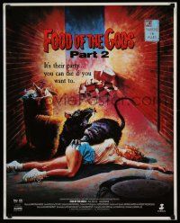 4j927 GNAW: FOOD OF THE GODS II 22x28 Canadian video poster '89 art of giant rat attacking girl!