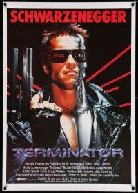 4j869 TERMINATOR Italian commercial poster '80s classic cyborg Arnold Schwarzenegger with gun!