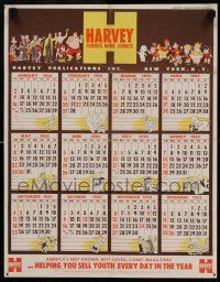 4j127 HARVEY COMICS wall calendar '55 Dick Tracy, Casper the Friendly Ghost, more!