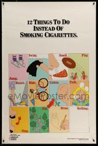 4j346 12 THINGS TO DO INSTEAD OF SMOKING CIGARETTES 25x38 special '76 Seymour Chwast artwork!