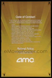 4j357 AMC THEATRES 27x40 special '09 cool ad from the movie theater chain, code of conduct!