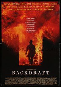 4j315 BACKDRAFT REPRO 27x39 special '90s firefighter Kurt Russell in blaze, directed by Ron Howard!