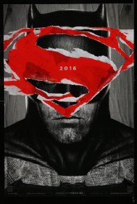 4j284 BATMAN V SUPERMAN mini poster '16 cool close up of Ben Affleck in title role under symbol!