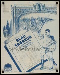 4j390 BEAU SABREUR 17x21 special '28 art of Legionnaire Gary Cooper in sequel to Beau Geste!