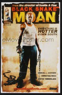4j395 BLACK SNAKE MOAN 2-sided 13x20 special '07 Samuel L. Jackson & sexy Christina Ricci in chains