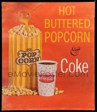 4j120 COCA-COLA HOT BUTTERED POPCORN & COKE 15x17 advertising poster '60s cool lobby display!