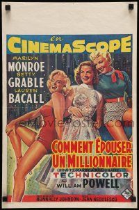 4j325 HOW TO MARRY A MILLIONAIRE REPRO 14x21 special '80s Marilyn Monroe, Grable & Bacall!