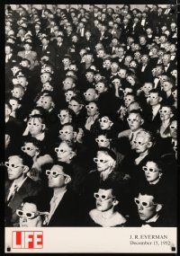 4j485 J.R. EYERMAN 24x35 French special '90 iconic image of theater patrons wearing 3D glasses!