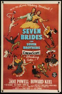 4j338 SEVEN BRIDES FOR SEVEN BROTHERS REPRO 27x41 special '70s Powell & Keel, classic MGM musical!