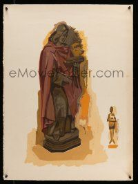 4j609 STATUE WITH BREAD 22x30 Puerto Rican special '72 cool artwork by Rafael Tufino!