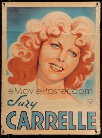 4j614 SUZY CARRELLE 24x32 special '30s cool artwork of smiling, gorgeous woman by Harfort!