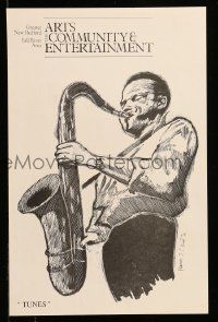 4j625 TUNES 11x17 special '90s cool art of man playing saxophone by Francis J. O'Neill Jr.!