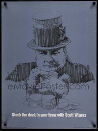 4j126 W.C. FIELDS 21x28 advertising poster '72 Scott paper ad with iconic art of Fields w/cards!