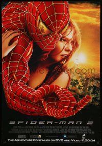 4j973 SPIDER-MAN 2 27x40 Canadian video poster '04 Tobey Maguire, Kirsten Dunst, Raimi!