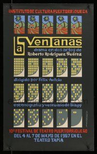 4j110 LAS VENTANAS 20x32 Puerto Rican stage poster '67 cool artwork by Martorell!