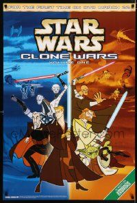 4j979 STAR WARS: CLONE WARS 27x40 video poster '05 cartoon art of Obi-Wan and Anakin, volume 1!