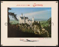 4j015 TWA GERMANY 28x35 travel poster '50s great image of Neuschwanstein Castle!