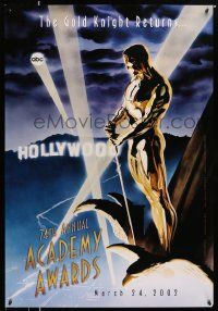 4k006 74TH ANNUAL ACADEMY AWARDS heavy stock 1sh '02 cool Alex Ross art of Oscar over Hollywood!