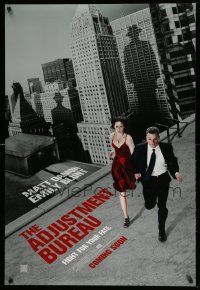 4k028 ADJUSTMENT BUREAU teaser DS 1sh '11 cool image of Matt Damon & sexy Emily Blunt on the run!