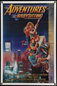 4k029 ADVENTURES IN BABYSITTING 1sh '87 artwork of young Elisabeth Shue by Drew Struzan!