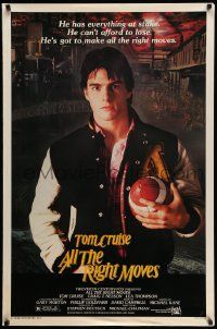 4k044 ALL THE RIGHT MOVES 1sh '83 close up of high school football player Tom Cruise!