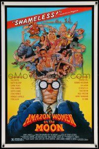 4k053 AMAZON WOMEN ON THE MOON 1sh '87 Joe Dante, cool wacky artwork of cast by William Stout!