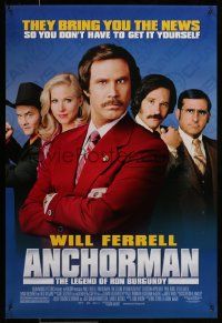 4k066 ANCHORMAN DS 1sh '04 The Legend of Ron Burgundy, image of newscaster Will Ferrell!