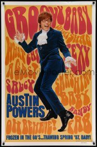 4k077 AUSTIN POWERS: INT'L MAN OF MYSTERY DS teaser 1sh '97 Mike Myers is frozen in the 60s!