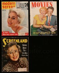 4m062 LOT OF 3 MOVIE MAGAZINES '50s Kim Novak on the cover of Modern Screen, Screenland, Movies!